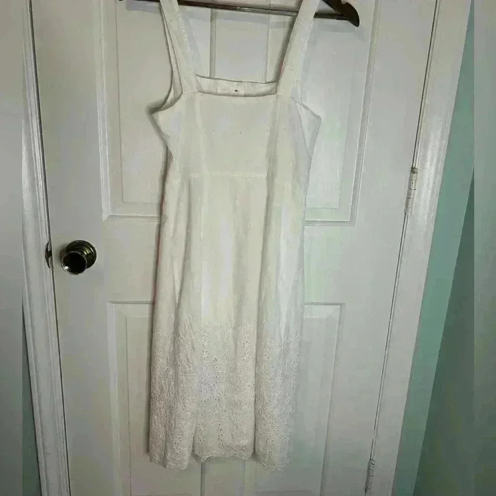 Gap Button-Front Lace Midi Dress - Size 00 - White - Picture 2 of 6
